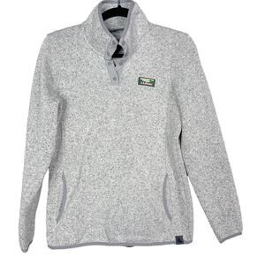 LL Bean Womens Small Pewter Gray Sweater Fleece Pullover Snap Regular Pockets